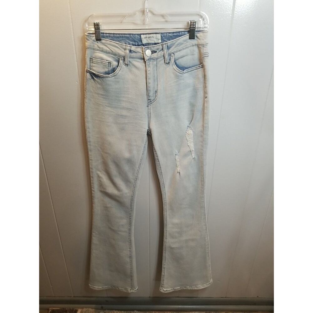 Bon. Jara Women's Light‎ Wash Mid Rise Flare Distressed Jeans 7/27